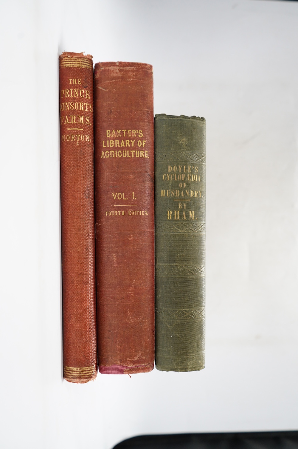 Morton, John Chalmers - The Prince Consort's Farms: an agricultural memoir. num. text engravings (some full page, incl. maps and plans); original gilt ruled and pictorial cloth, gilt top, 4to. 1863; Doyle, Martin - A Cyc